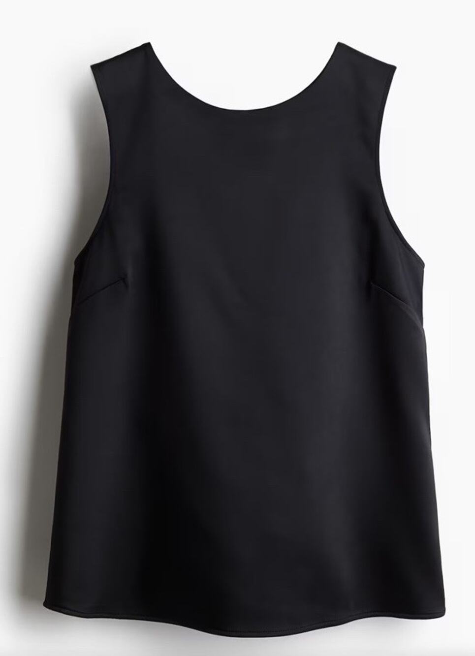 H&M Satin Black Sleeveless Top Back Bow Black Tie Formal XL NWT